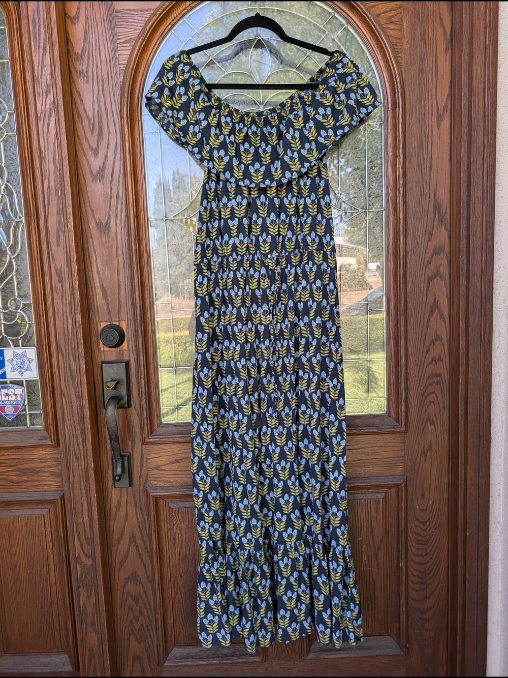 Style & Co Boho Botanical Print Off-Shoulder Tiered Maxi Dress 1X